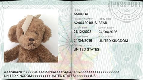 Childhood refugee’s teddy bear passport stamp